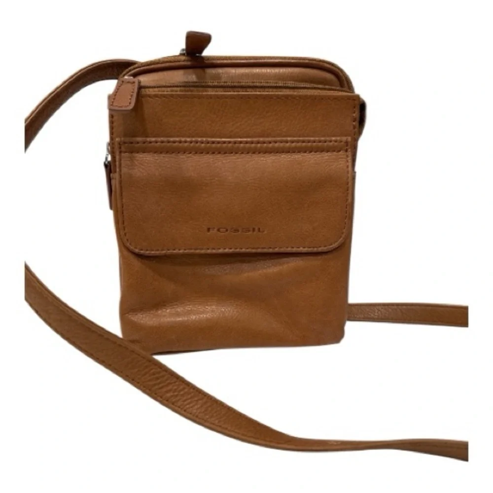 Fossil Men's Brown Leather Messenger Bag